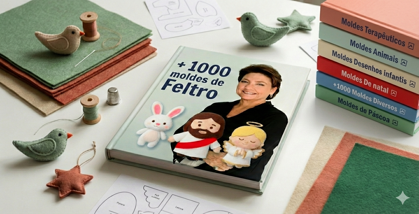 Livro físico demonstrativo +1000 moldes de Feltro e materiais